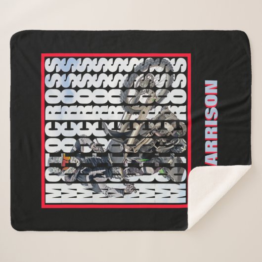 モトクロススポーツダートバイクもしくは自転車に乗る人パーソナライズされた シェルパブランケット (正面(横))