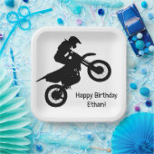 モトクロスダートバイクカスタム誕生日 ペーパープレート (パーティー)