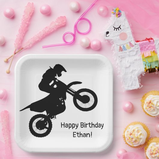 モトクロスダートバイクカスタム誕生日 ペーパープレート (パーティー)