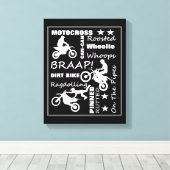 モトクロスダートバイクスポーツ用語タイポグラフィ キャンバスプリント (インサイチュ (ウッドフロア))