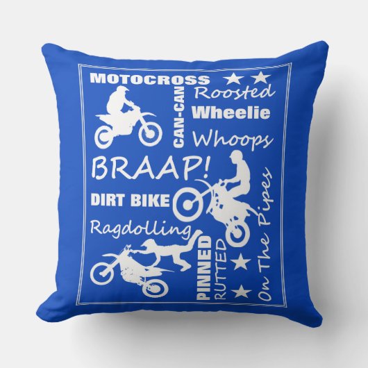 モトクロスダートバイクスポーツ用語タイポグラフィ クッション (正面)