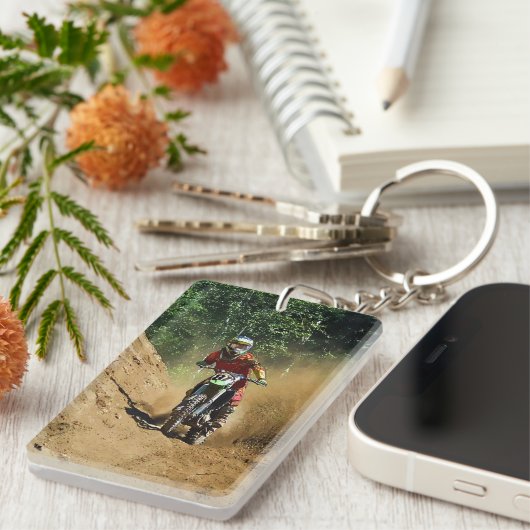 モトクロスダートバイクチャンピオンレーサーとダート キーホルダー (正面右)