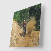 モトクロスダートバイクチャンピオンレース スクエア壁時計 (傾斜)