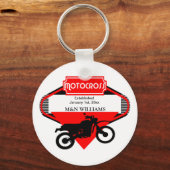 モトクロスダートバイクブラックレッドカスタマイズロゴ キーホルダー (正面)