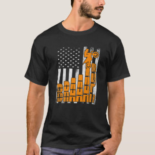 モトクロスダートバイクブレープUSA国旗バイクエンド Tシャツ