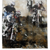 モトクロスダートバイクレーサー「レースに挑戦しよう」 シャワーカーテン (正面)