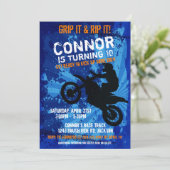 モトクロスダートバイクレースボーイズ誕生日パーティーの招待 招待状 (スタンド正面)