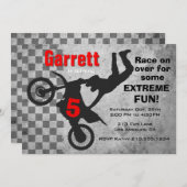 モトクロスダートバイク誕生日パーティーの招待状 招待状 (正面/裏面)
