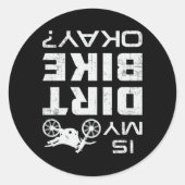 モトクロスバイクもしくは自転車に乗る人ダートバイクおもしろいギフト ラウンドシール (正面)