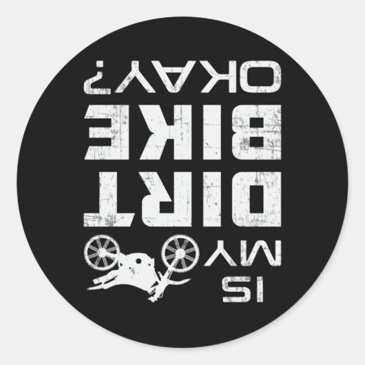 モトクロスバイクもしくは自転車に乗る人ダートバイクおもしろいギフト ラウンドシール (正面)