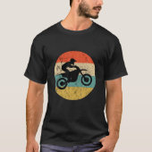 モトクロスバイクもしくは自転車に乗る人ヴィンテージレトロサンセットエンデューロスーパーム Tシャツ (正面)