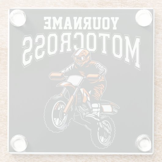 モトクロスパーソナライズされたダートバイクライダーレース ガラスコースター (裏面)