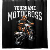 モトクロスパーソナライズされたダートバイクライダーレース シャワーカーテン (正面)