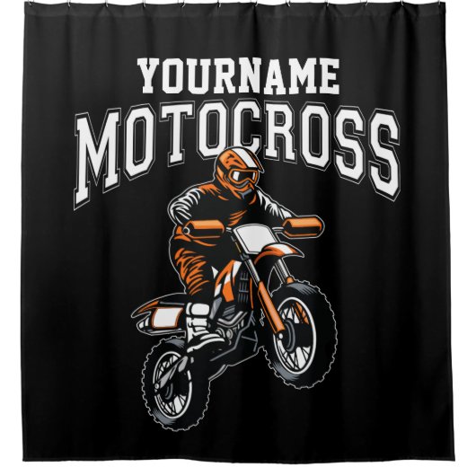 モトクロスパーソナライズされたダートバイクライダーレース シャワーカーテン (正面)