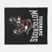 モトクロスパーソナライズされたダートバイクライダーレース フリースブランケット (正面(横))