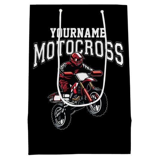 モトクロスパーソナライズされたダートバイクライダーレース ミディアムペーパーバッグ (裏面)