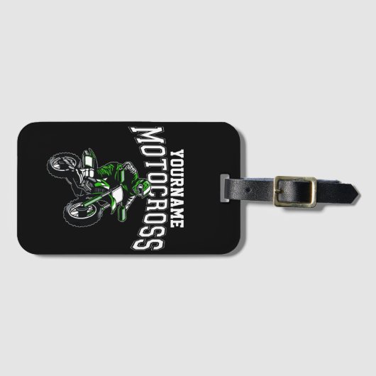 モトクロスパーソナライズされたダートバイクライダーレース ラゲッジタグ (正面横)