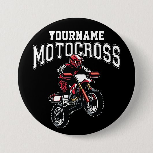 モトクロスパーソナライズされたダートバイクライダーレース 缶バッジ (正面)