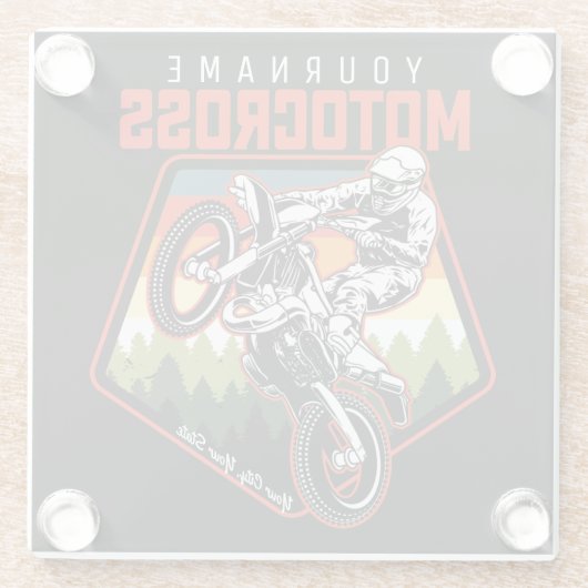 モトクロスパーソナライズされたレーシングのダートバイクトトレイルライド ガラスコースター (裏面)