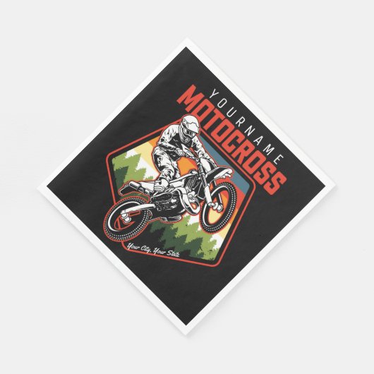 モトクロスパーソナライズされたレーシングのダート・バイク・トレイルライド スタンダードランチョンナプキン (角)