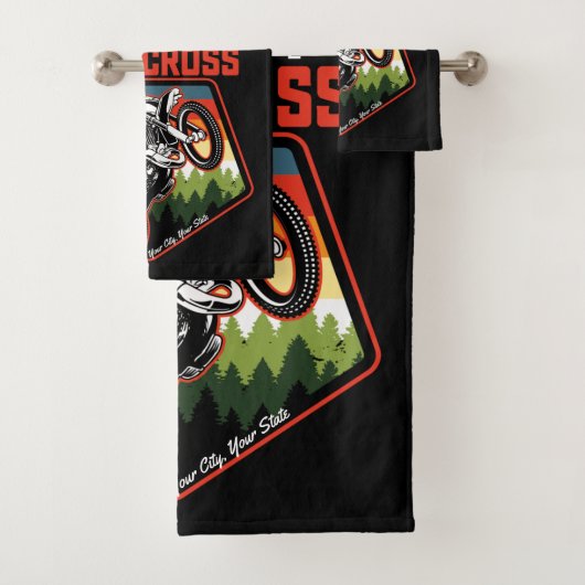 モトクロスパーソナライズされたレーシングのダート・バイク・トレイルライド バスタオルセット (インサイチュ)