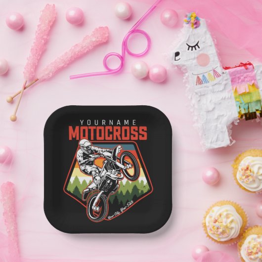 モトクロスパーソナライズされたレーシングのダート・バイク・トレイルライド ペーパープレート (パーティー)