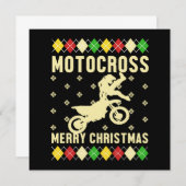 モトクロスメリークリスマス醜いクリスマスバイクGif 招待状 (正面/裏面)