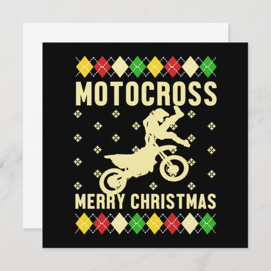 モトクロスメリークリスマス醜いクリスマスバイクGif 招待状 (正面/裏面)