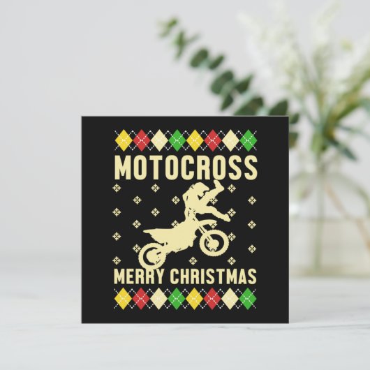 モトクロスメリークリスマス醜いクリスマスバイクGif 招待状 (スタンド正面)