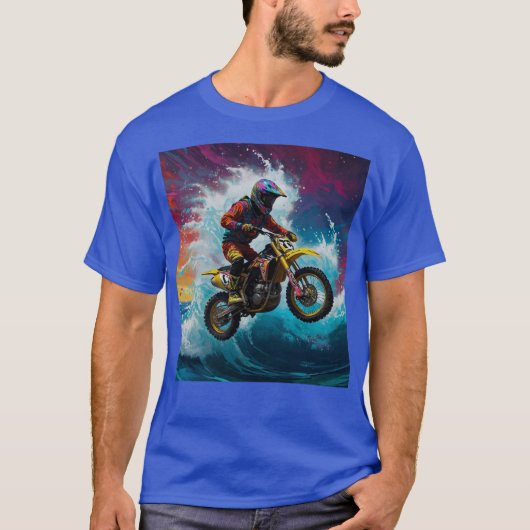 モトクロスライダーが波を駆ける Tシャツ (正面)
