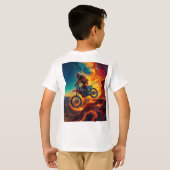 モトクロスライダーが火災から脱出 Tシャツ (裏面フル)