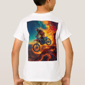 モトクロスライダーが火災から脱出 Tシャツ (裏面)