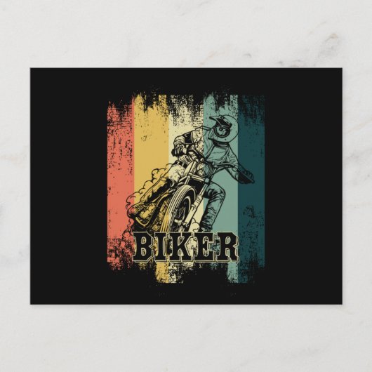 モトクロスライダースレーサーオートバイギフトレトロヴィント ポストカード (正面)