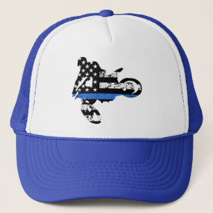 モトクロスライダーバイクコップシンブルーライントラック キャップ