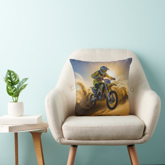 モトクロスライダー砂丘に乗る クッション (椅子)