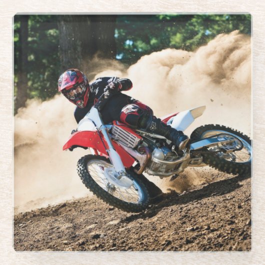 モトクロスライダー装飾用クッション ガラスコースター (正面)