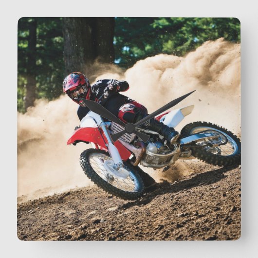 モトクロスライダー装飾用クッション スクエア壁時計 (正面)