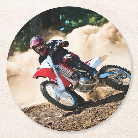モトクロスライダー装飾用クッション ラウンドペーパーコースター (正面)