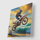 モトクロスレーサーアットビーチレースII スクエア壁時計 (傾斜)