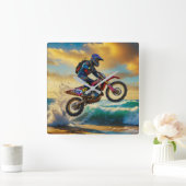 モトクロスレーサーアットビーチレースII スクエア壁時計 (ホーム)