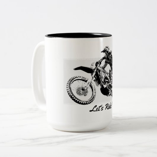 モトクロスレーサーデザイン ツートーンマグカップ (正面左)