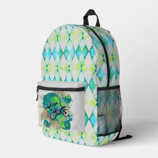 モトクロスレーシングエクストリームスポーツ プリントバックパック (裏面右端)