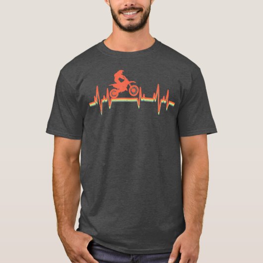 モトクロスヴィンテージレトロハートビートギフト Tシャツ (正面)