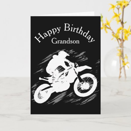 モトクロス孫誕生日スポーツモーターサイクルレース カード (黄色い花)