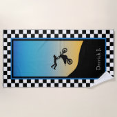 モトクロス市松模様に ビーチタオル (正面)