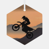 モトクロス引用文スポーツモーターサイクルレース ガラスオーナメント (裏面)