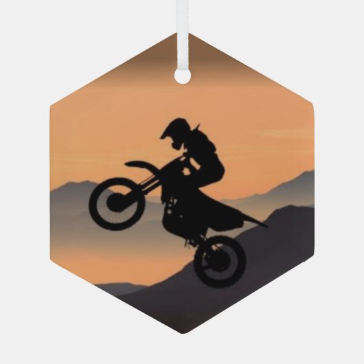 モトクロス引用文スポーツモーターサイクルレース ガラスオーナメント (裏面)