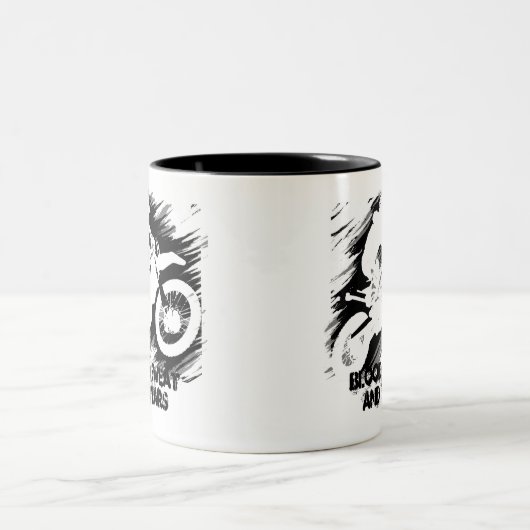 モトクロス競技スポーツモーターサイクルレース ツートーンマグカップ (中央)