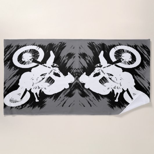 モトクロス競技スポーツモーターサイクルレース ビーチタオル (正面)