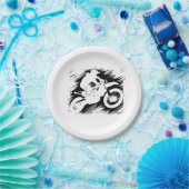 モトクロス競技スポーツモーターサイクルレース ペーパープレート (パーティー)